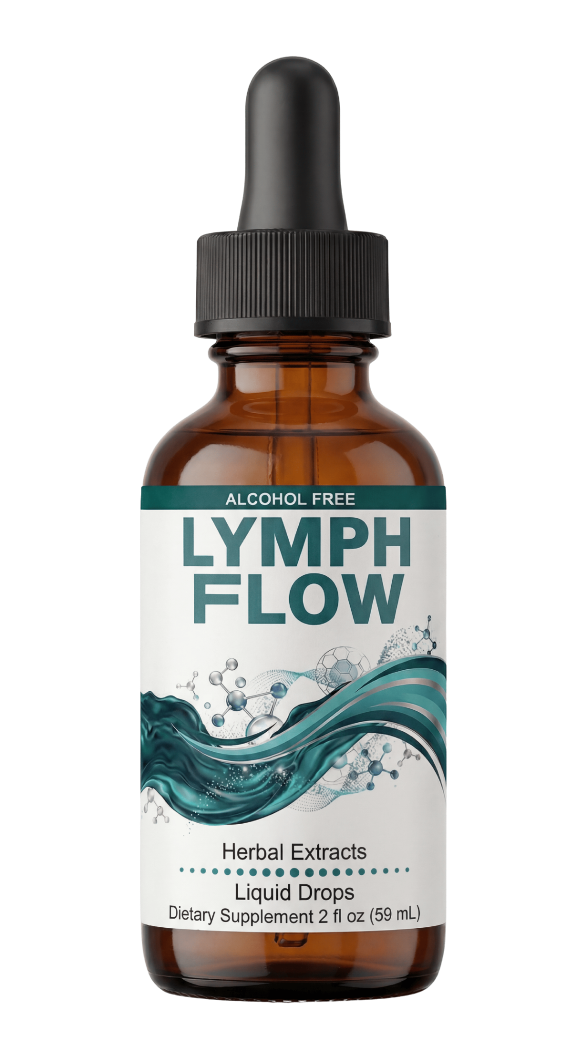 Single bottle of Lymph Flow alcohol-free herbal extract liquid drops