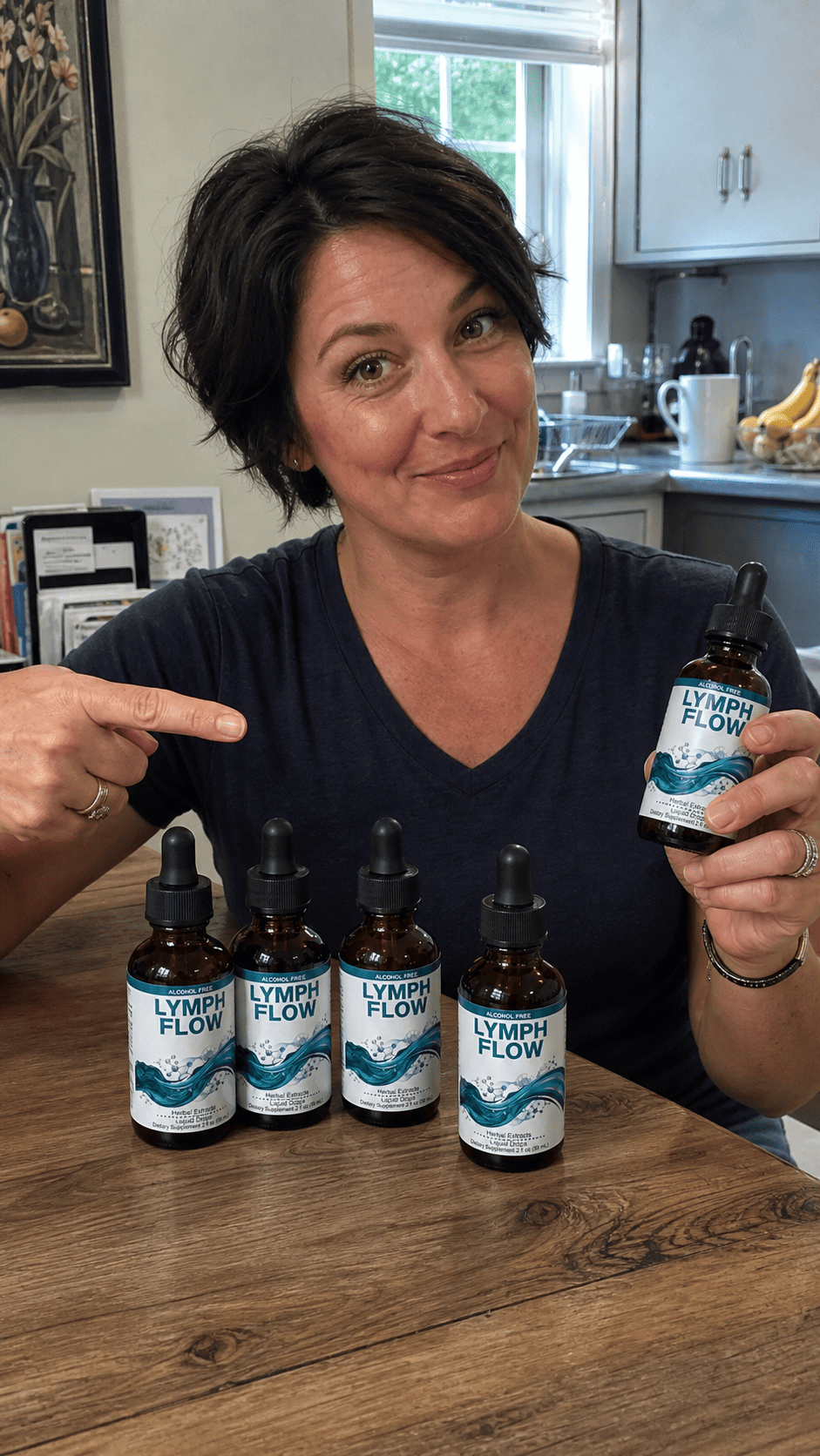Customer photograph supplied in Lymph Flow promotional material
